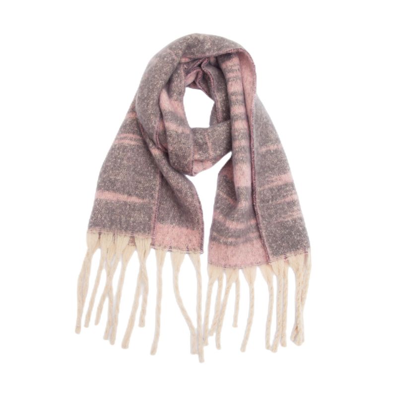 Fashion 1#pink Polyester Jacquard Thick Fringed Scarf
