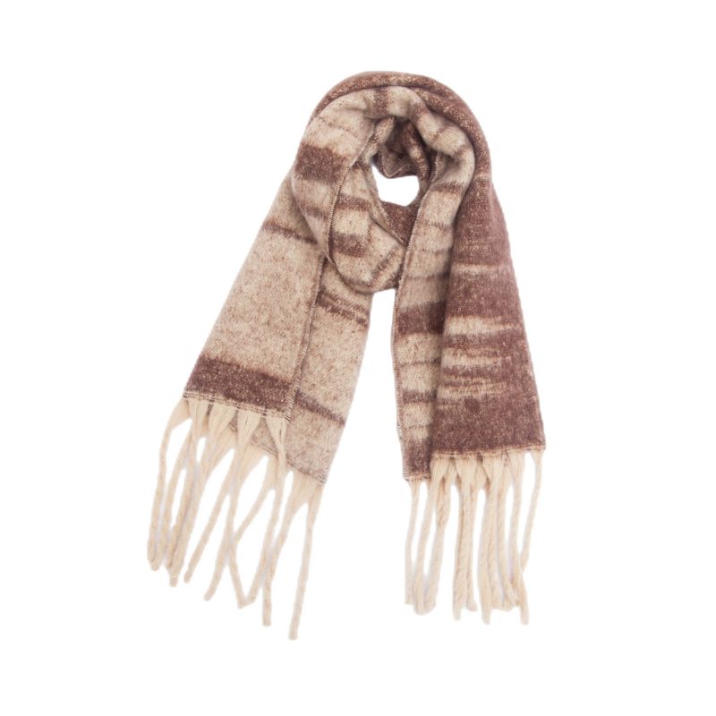 Fashion 10#brown Polyester Jacquard Thick Fringed Scarf