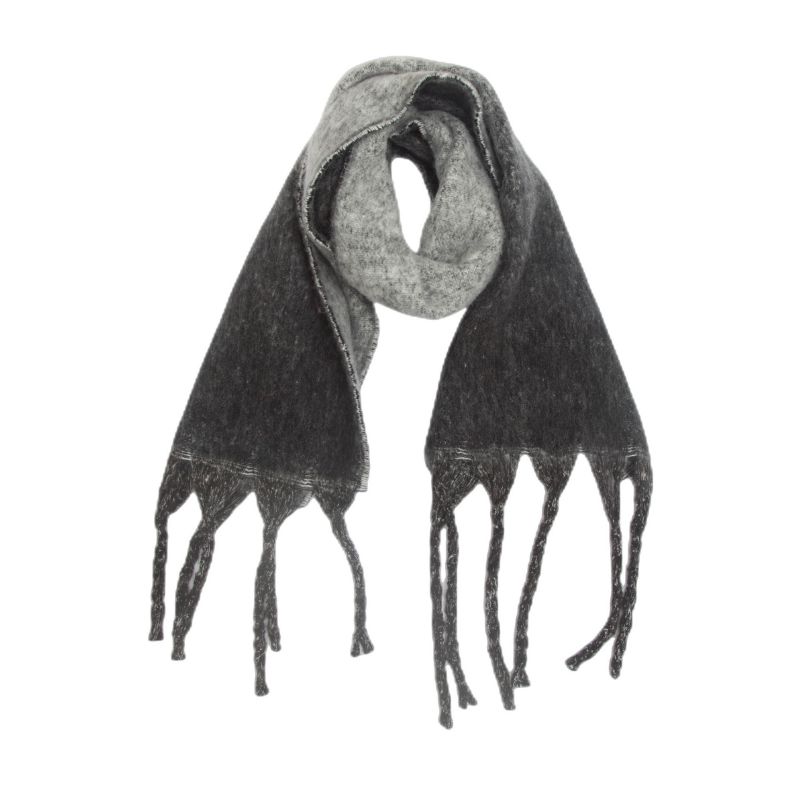 Fashion 04# Black Yarn Polyester Gradient Thick Fringed Scarf