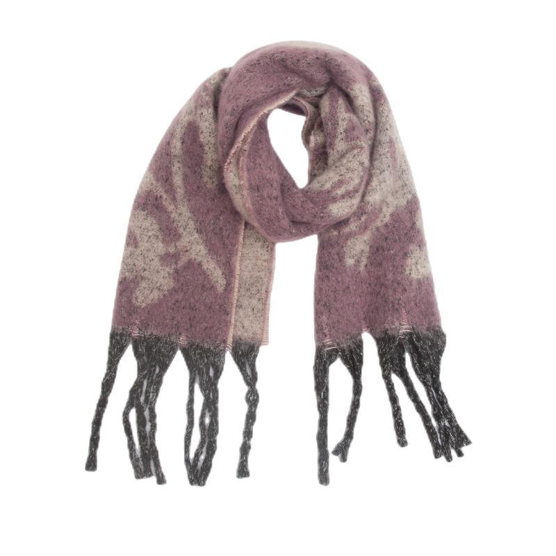 Fashion 8#purple Polyester Printed Chunky Fringed Scarf