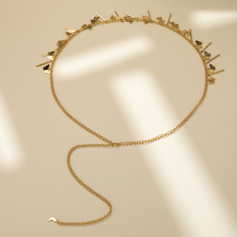 Fashion Gold Pure Copper Butterfly Chain Waist Chain