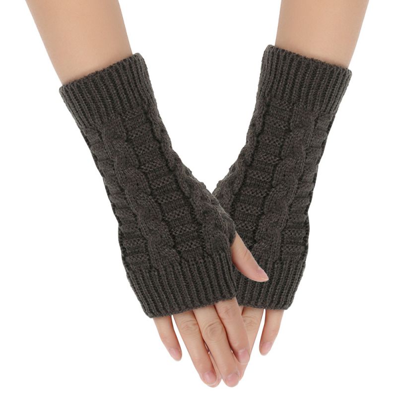Fashion Dark Gray Acrylic Knitted Fingerless Gloves