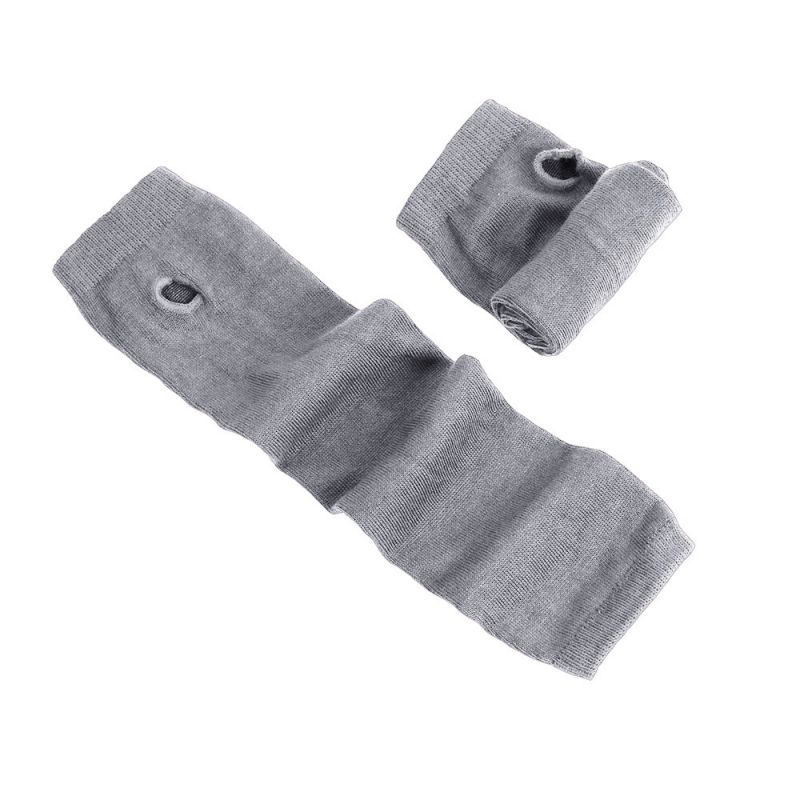 Fashion Light Gray 6 Polyester Knitted Long Fingerless Gloves
