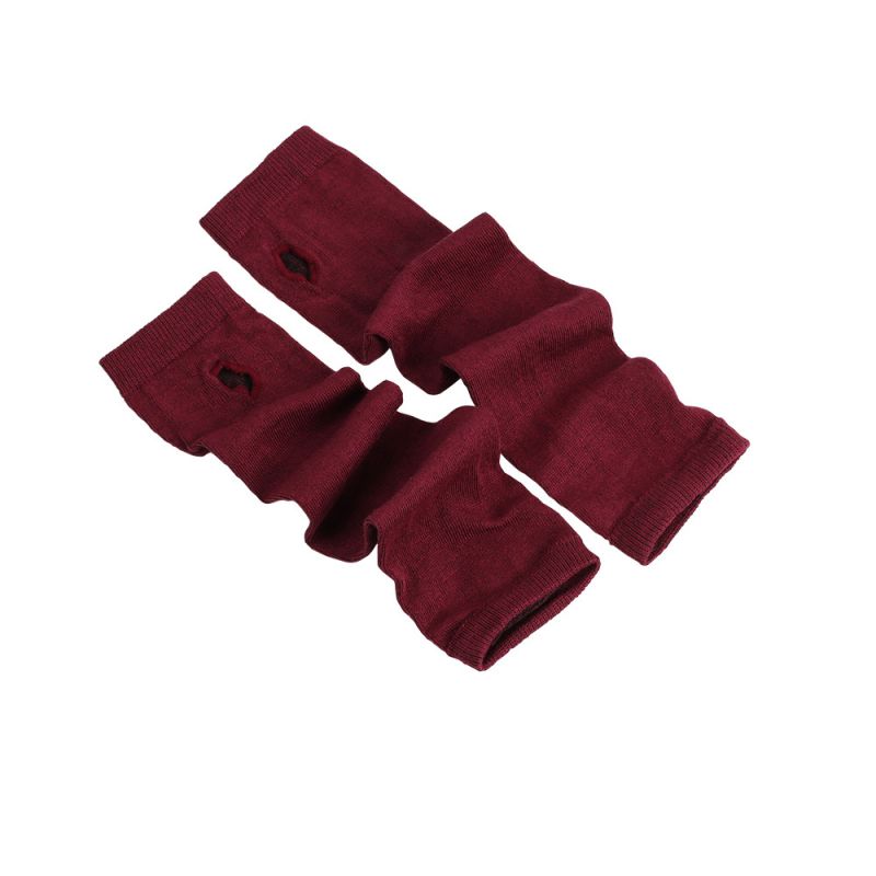 Fashion Burgundy 8 Polyester Knitted Long Fingerless Gloves
