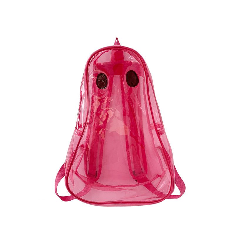 Fashion Rose Pink Pvc Transparent Large Capacity Backpack