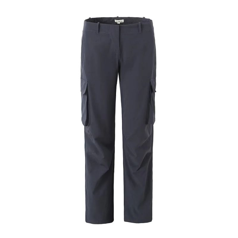 Fashion Gray Blue Low-rise Multi-pocket Straight-leg Trousers