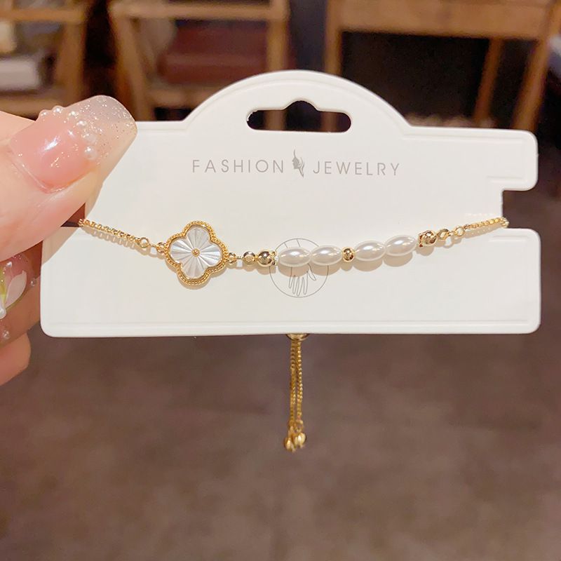 Fashion Shell Four-leaf Flower Bracelet (thick Real Gold Plating) Shell Four-leaf Flower Bracelet