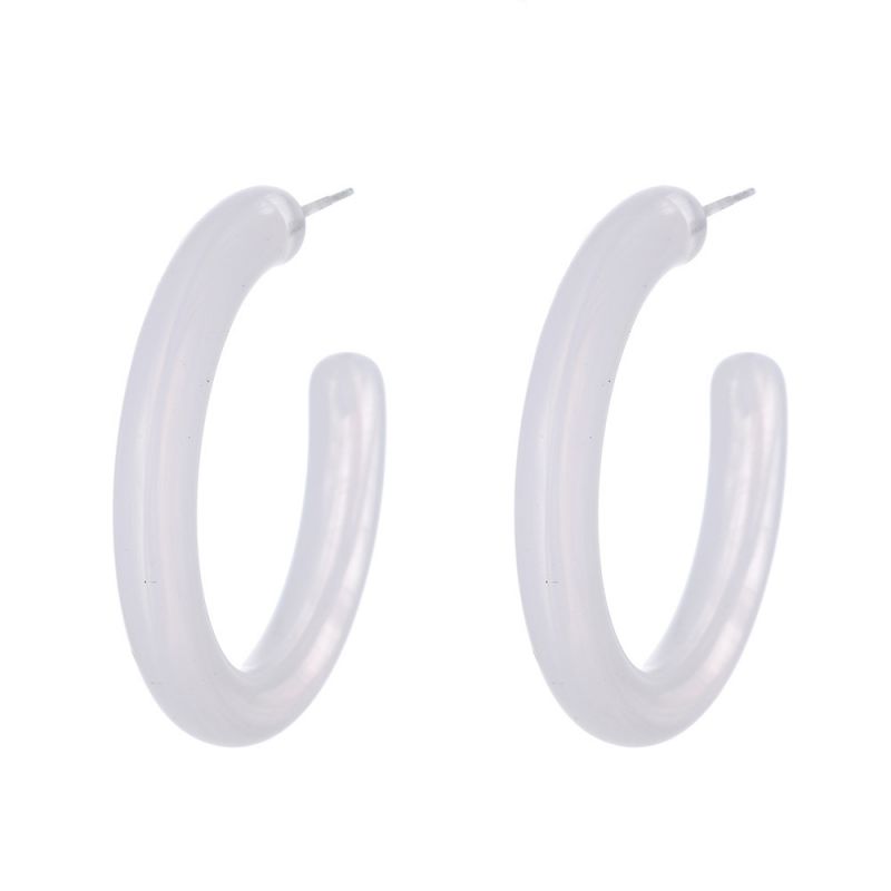 Fashion White Acrylic C-shaped Earrings