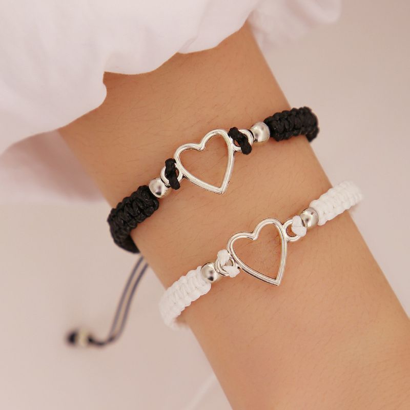 Fashion Love A Pair Of Alloy Hollow Love Cord Braided Bracelets