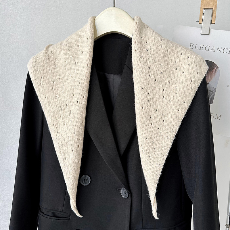 Fashion Apricot Solid Color Hollow Knitted Triangle Scarf