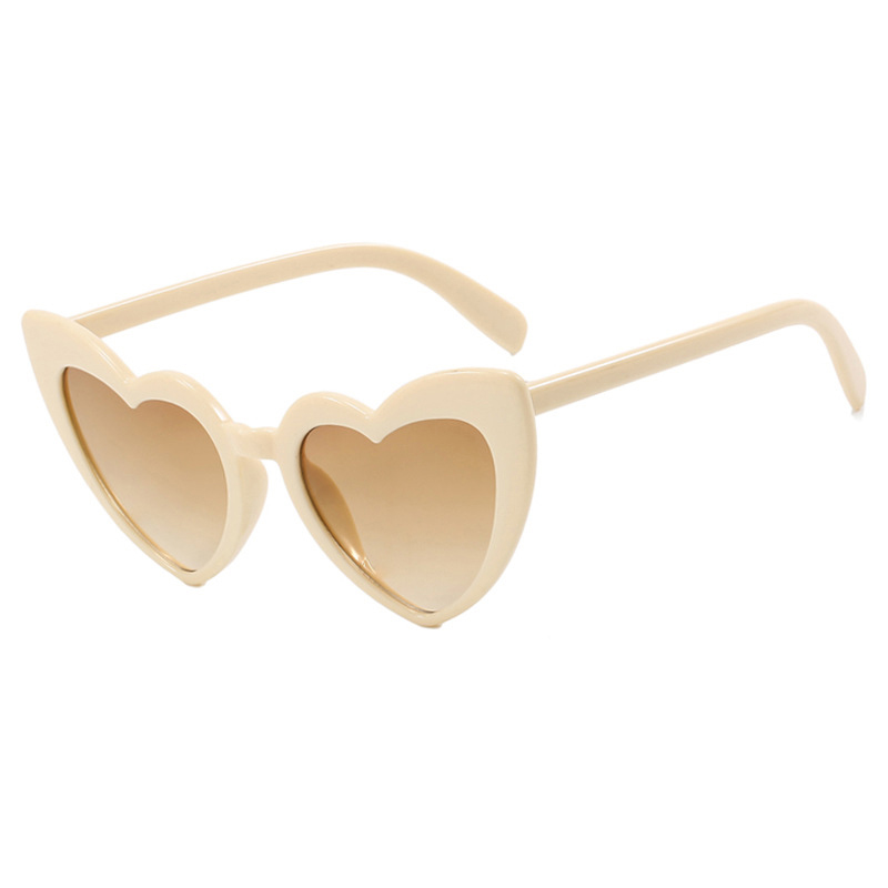 Fashion Rice White Double Tea Ac Heart Sunglasses