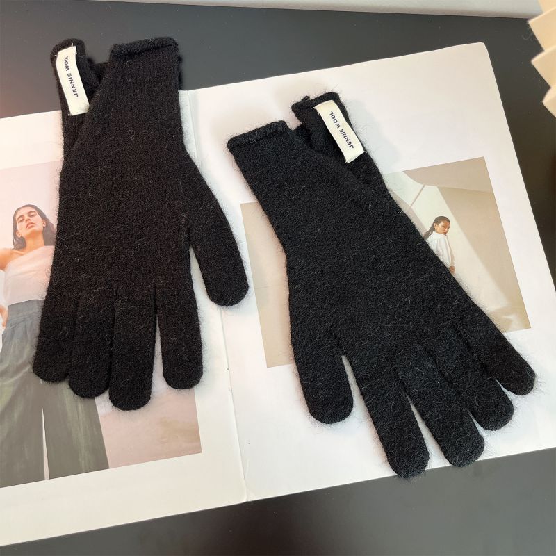 Fashion Black Slit-f99 Gloves Knitted Patch Five-finger Gloves