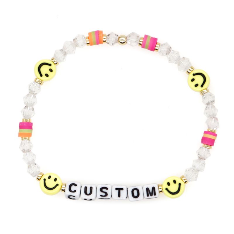 Fashion 2# Crystal Beads Alphabet Smiley Face Beaded Bracelet