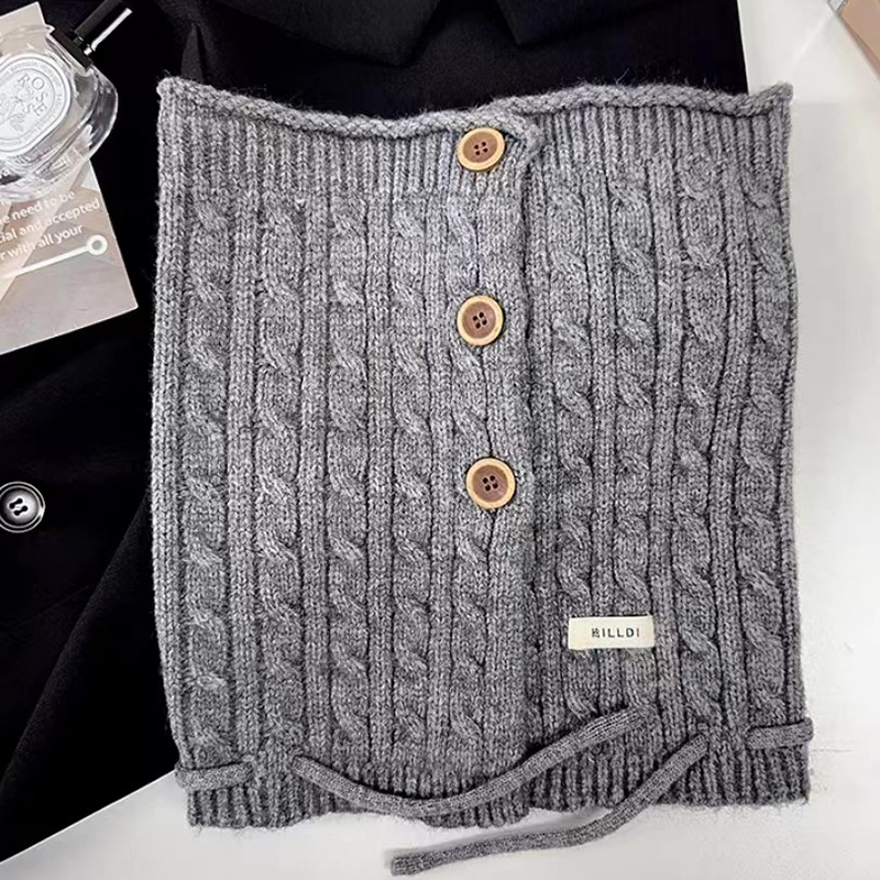 Fashion Grey High Collar Neck Gaiter Knitted Wool Scarf