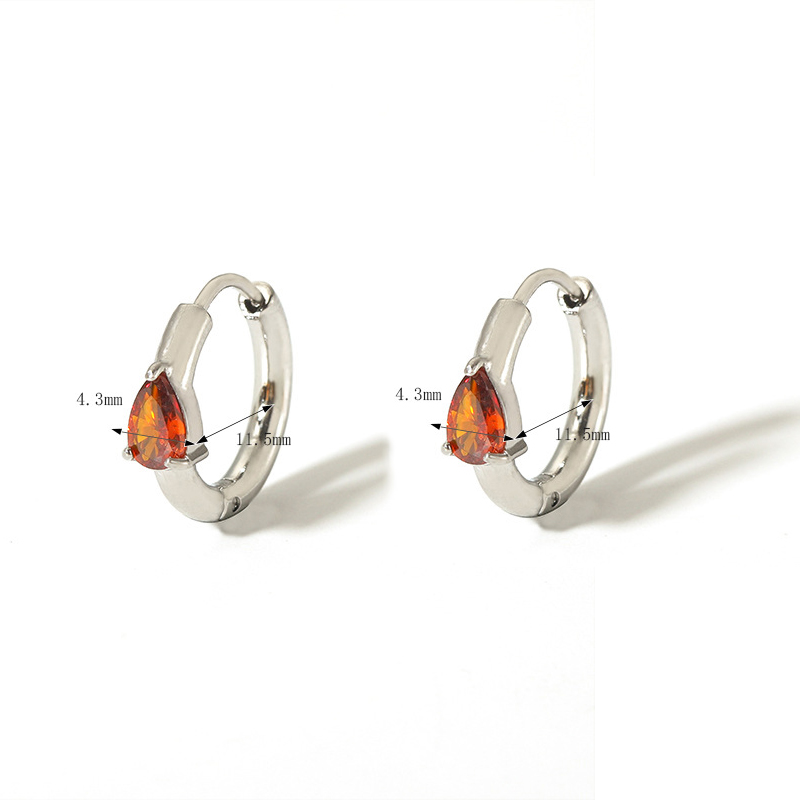 Fashion 3# Titanium Steel Water Drop Zirconium Earrings