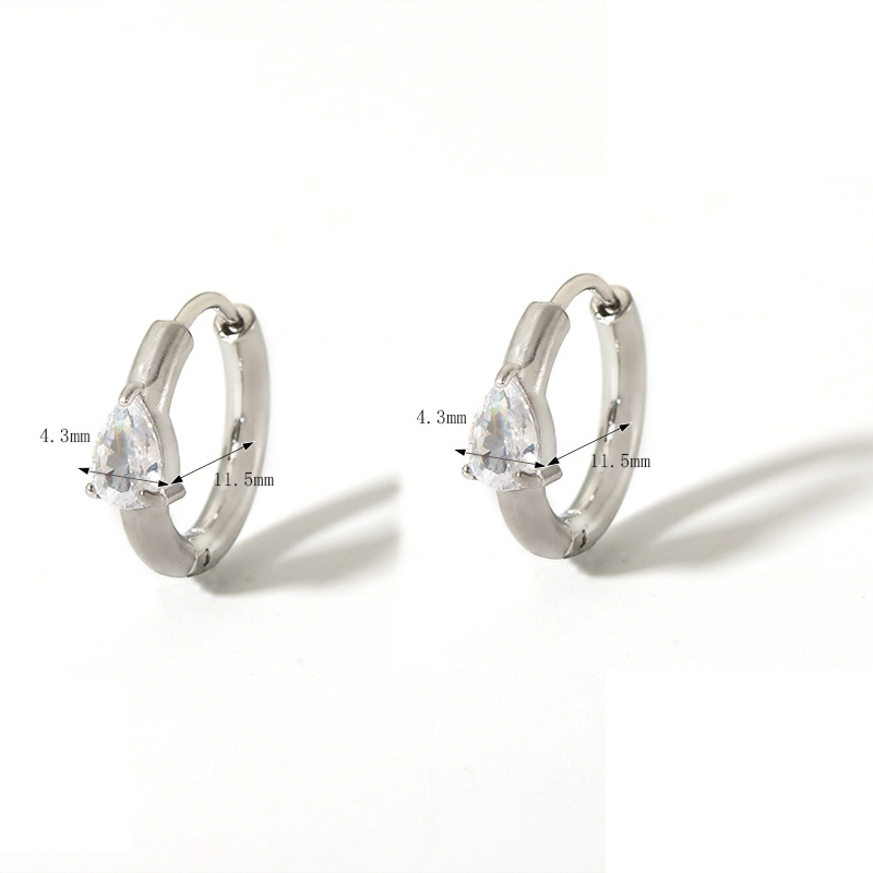 Fashion 4# Titanium Steel Water Drop Zirconium Earrings