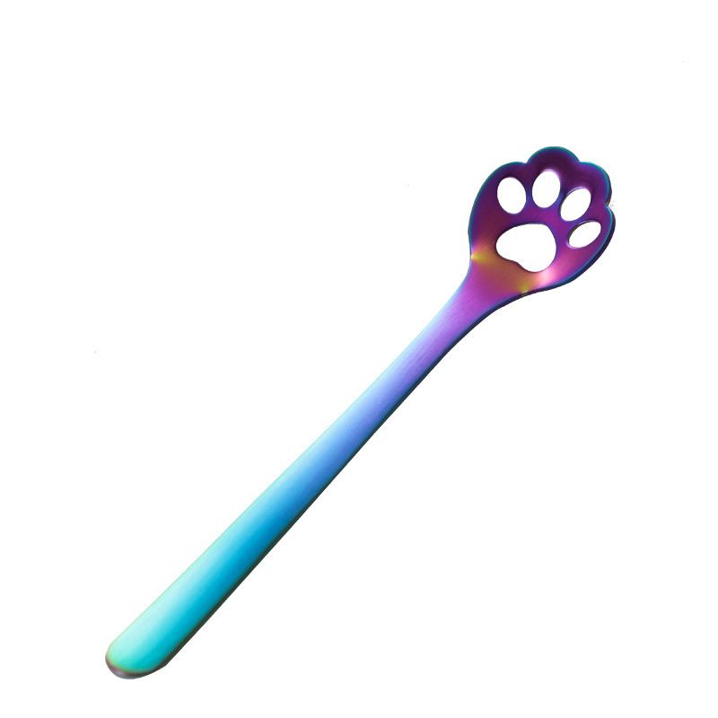 Fashion Colorful Cat Claw Spoon【hollowout】 Stainless Steel Hollow Cat Claw Mixing Spoon