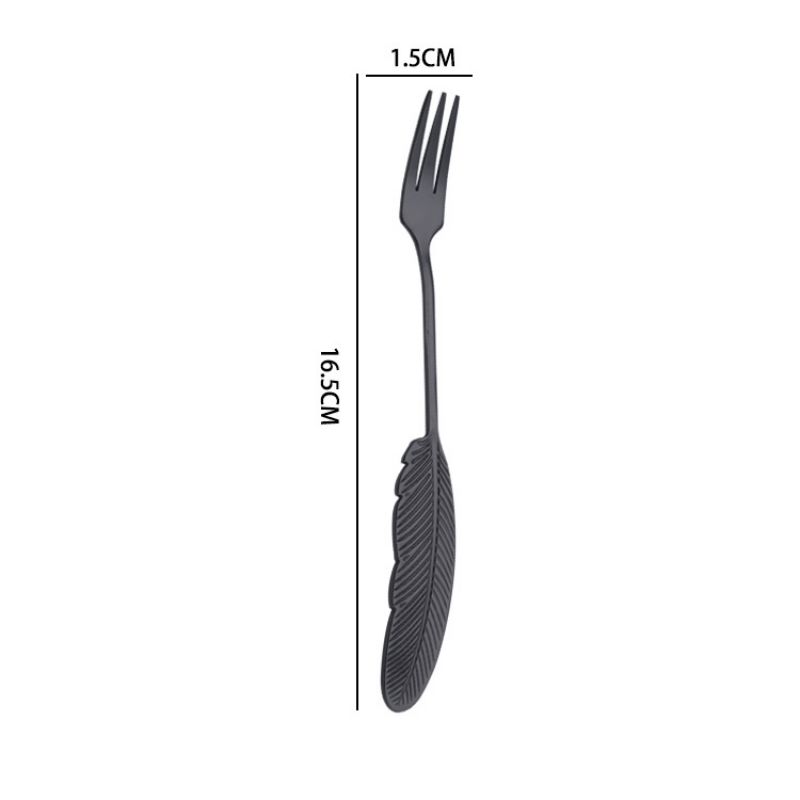 Fashion Feather Fork-black Stainless Steel Feather Mixing Spoon