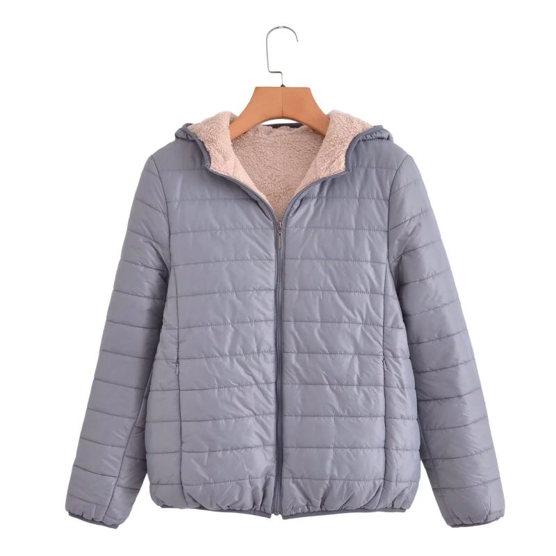 Fashion Grey Polyester Embroidery Hooded Jacket