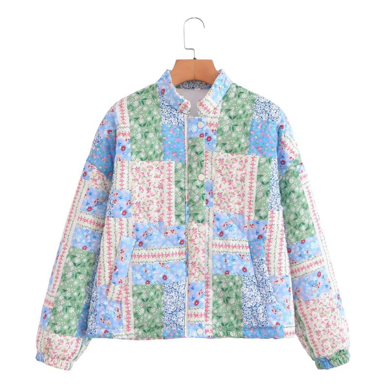 Fashion Color Polyester Printed Long Sleeve Jacket