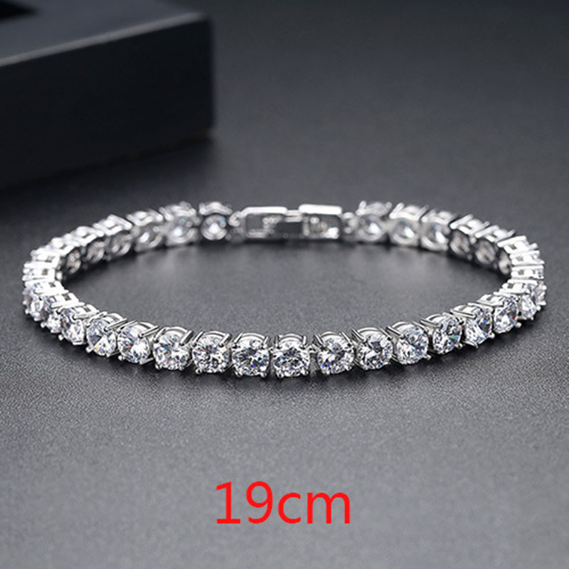 Fashion Circumference 19cm Gold-plated Copper With Zirconium Prong Chain Bracelet
