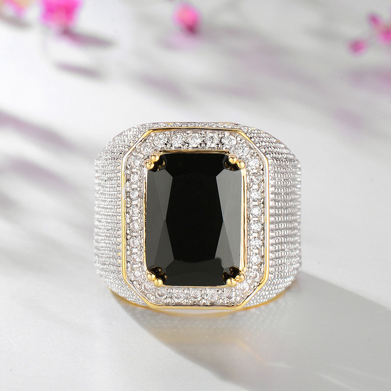 Fashion Black Copper Diamond Square Ring