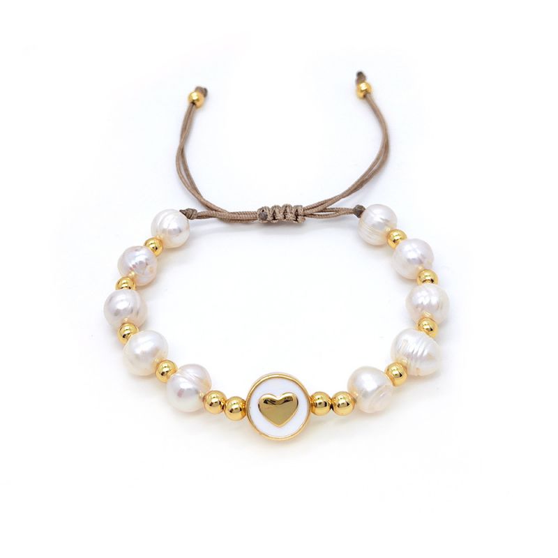 Fashion Love Gold Beads Pearl Beaded Love Bracelet