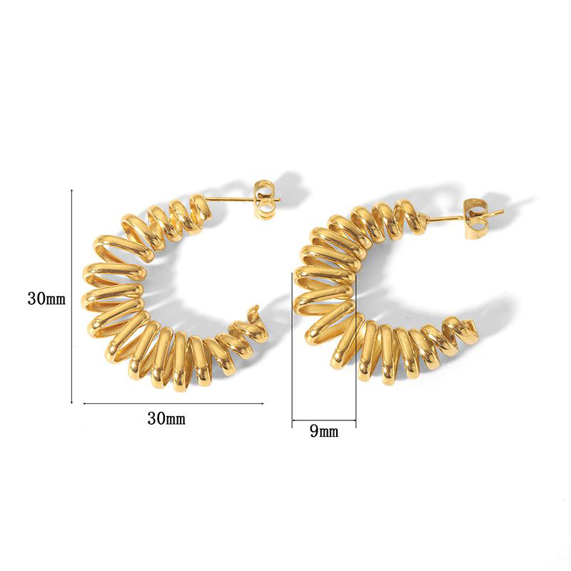 Fashion 7# Stainless Steel Gold-plated Geometric C-shaped Earrings