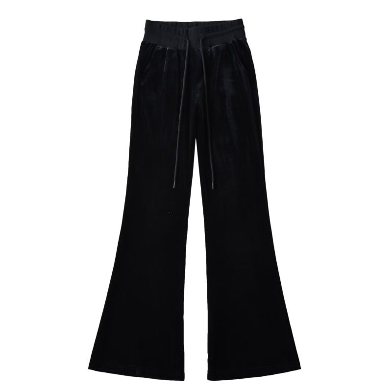 Fashion Black Low-rise Lace-up Straight-leg Trousers