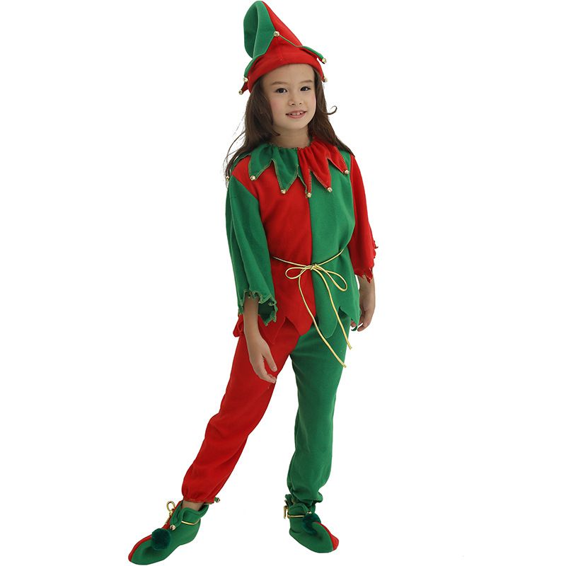 Fashion Christmas Elf For 10-12 Years Old Polyester Children's Christmas Clothing