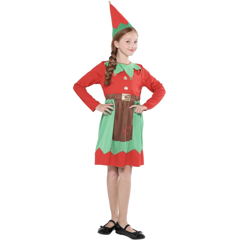Fashion Christmas Elf Girl Polyester Children's Christmas Clothing
