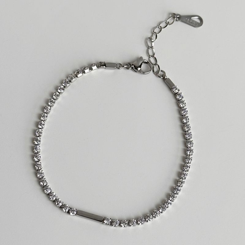 Fashion 20.5+4cm Silver Metal Diamond Prong Bracelet