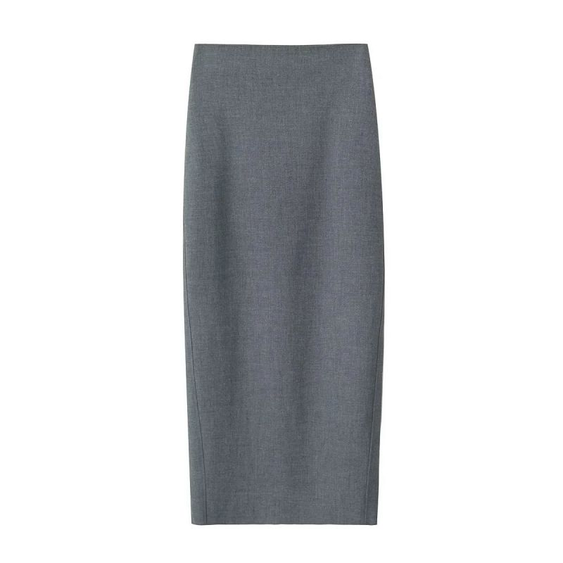 Fashion Grey Polyester Straight Skirt