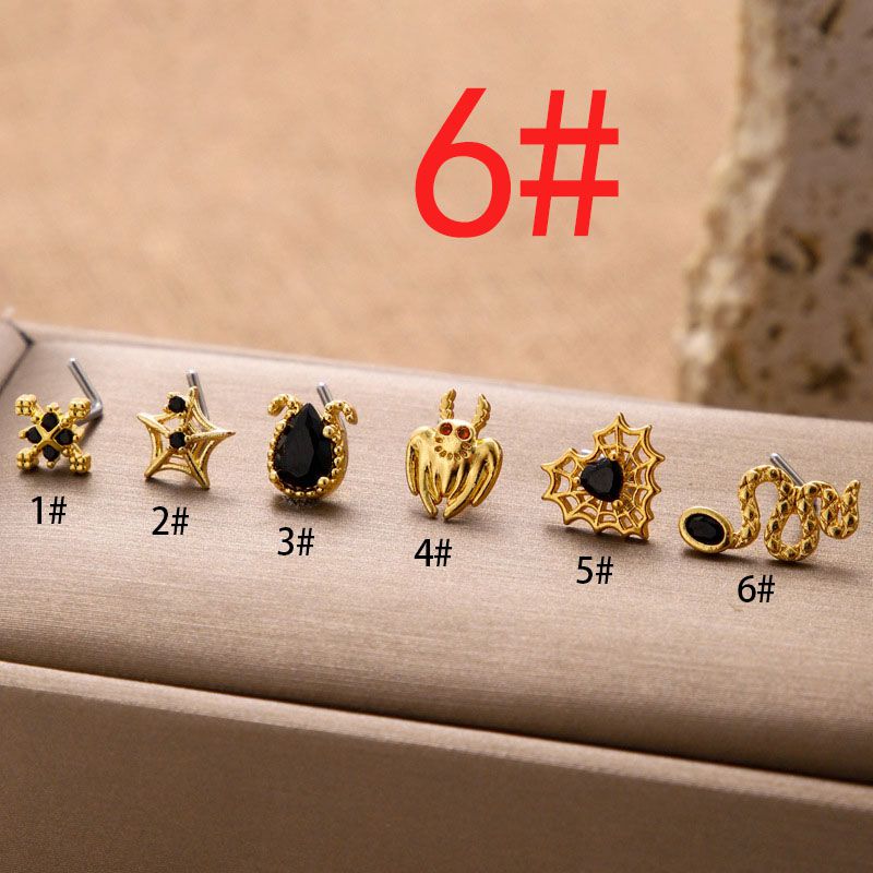 Fashion 6#gold Metal Diamond Geometric Piercing Nose Pin