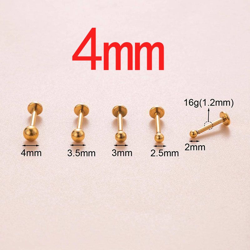 Fashion 4mm Gold Stainless Steel Ball Piercing Lip Nail