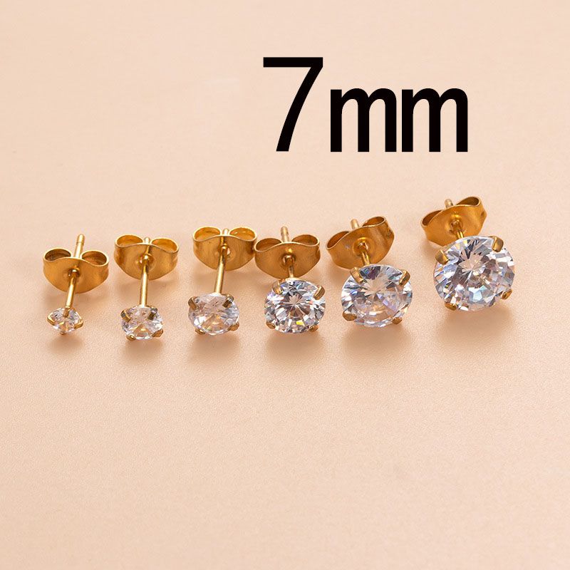 Fashion 7mm Gold Stainless Steel Diamond-encrusted Geometric Piercing Nails (single)