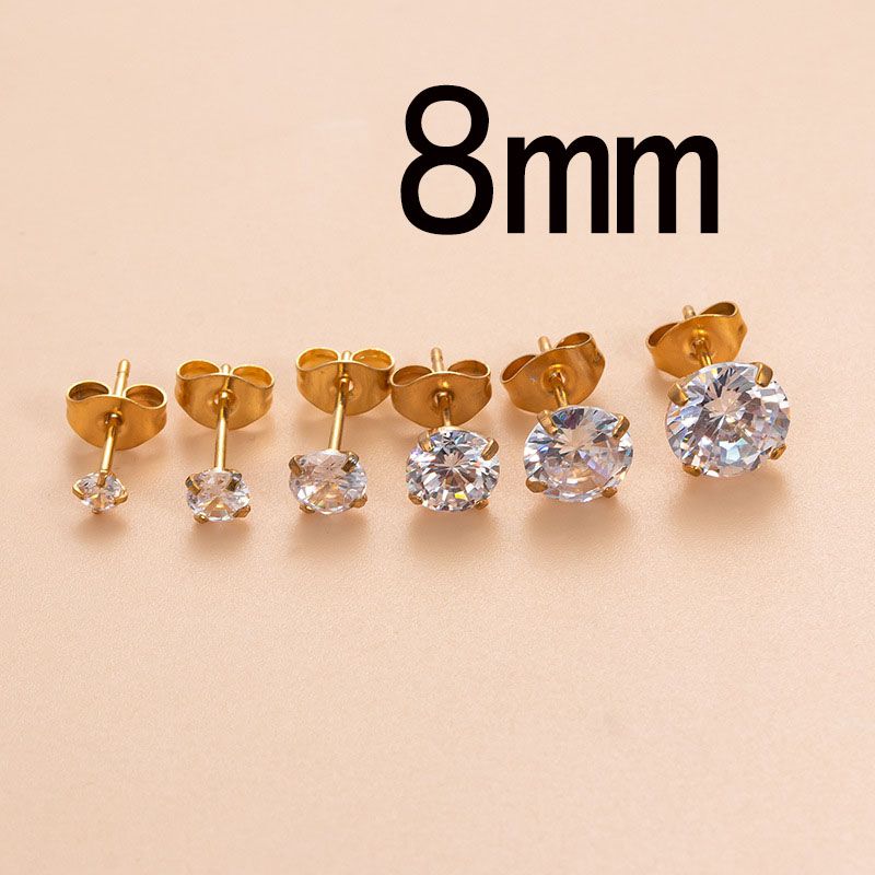 Fashion 8mm Gold Stainless Steel Diamond-encrusted Geometric Piercing Nails (single)