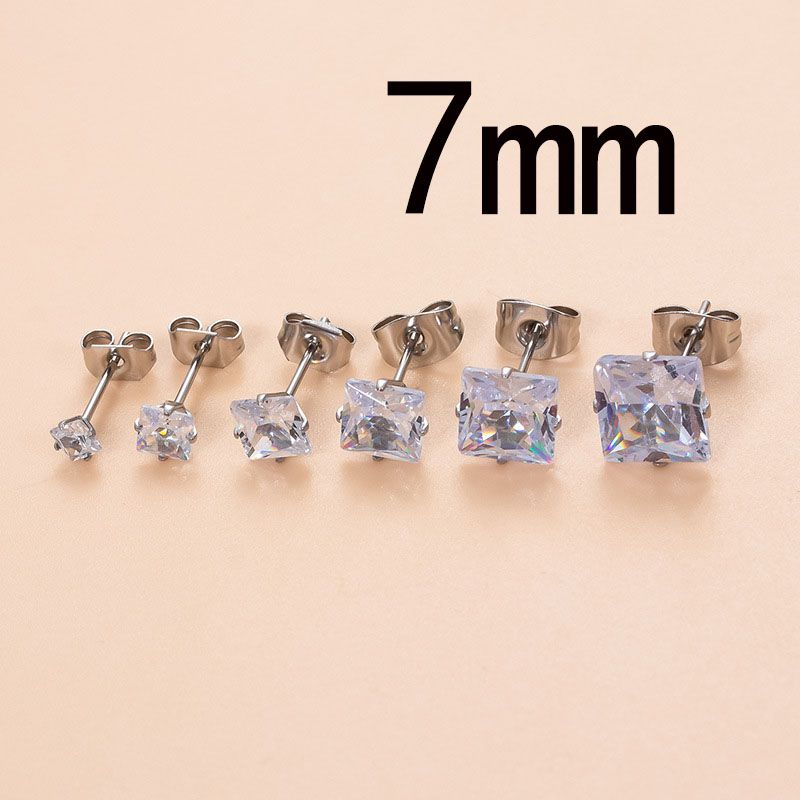 Fashion 7mm Silver Stainless Steel Diamond-encrusted Geometric Piercing Nails (single)