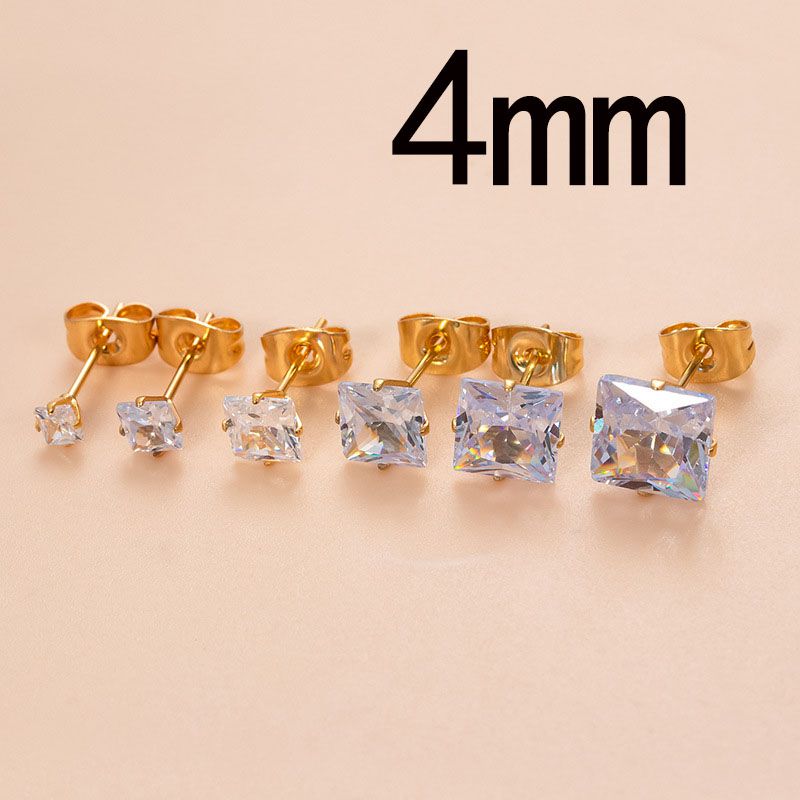 Fashion 4mm Gold Stainless Steel Diamond-encrusted Geometric Piercing Nails (single)