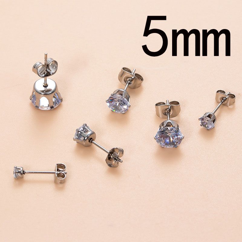Fashion 5mm Silver Stainless Steel Diamond-encrusted Geometric Piercing Nails (single)