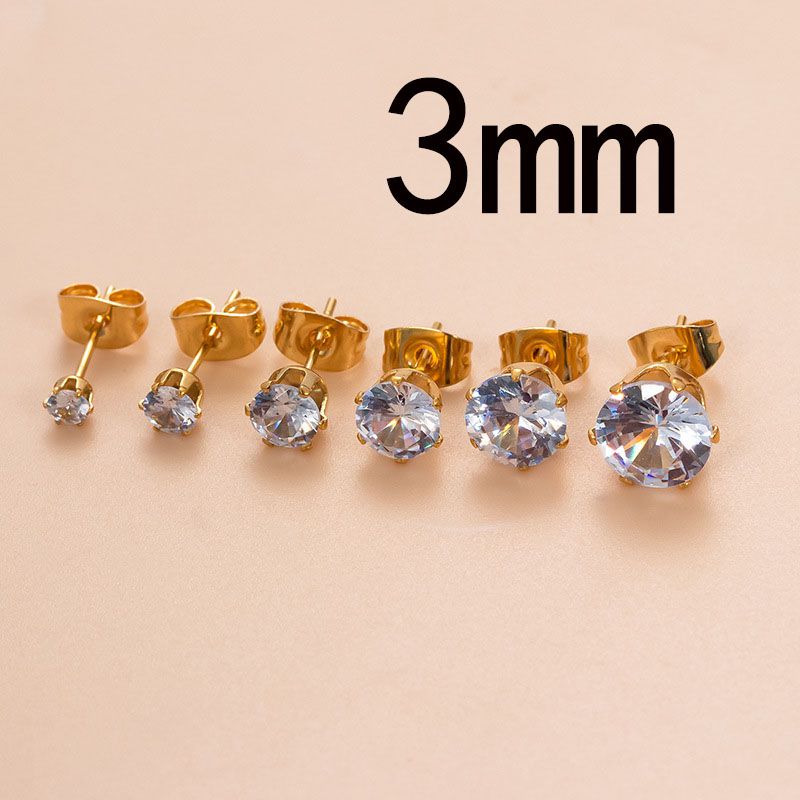 Fashion 3mm Gold Stainless Steel Diamond-encrusted Geometric Piercing Nails (single)