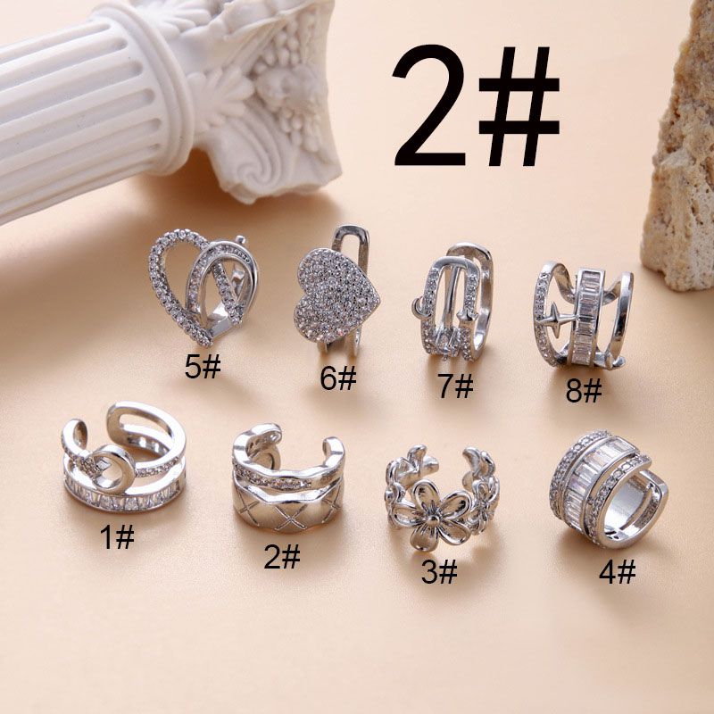 Fashion 2# Silver Stainless Steel Zirconium Piercing Bone Clip