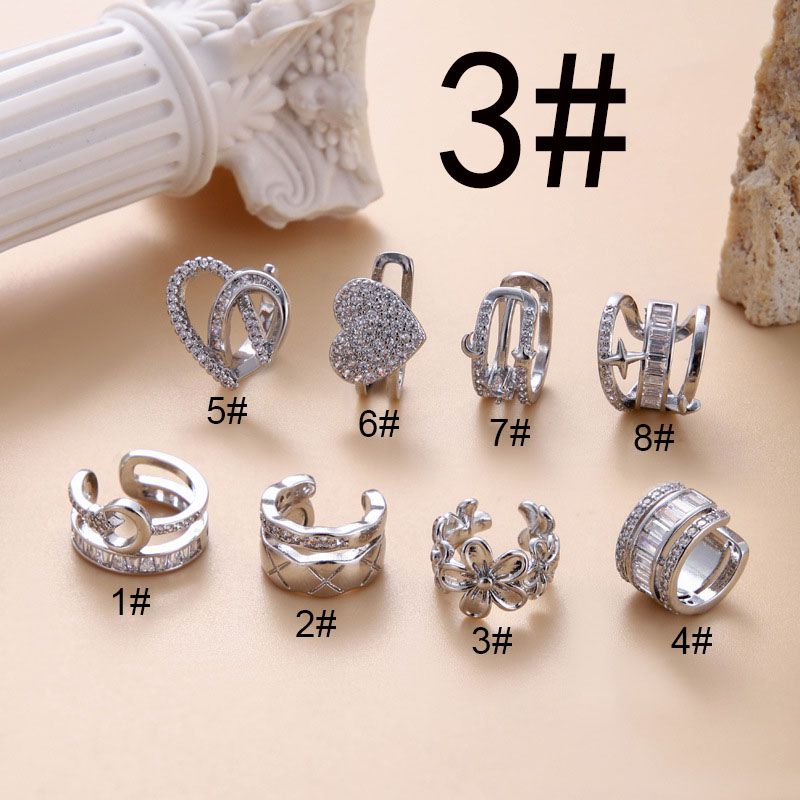 Fashion 3# Silver Stainless Steel Zirconium Piercing Bone Clip