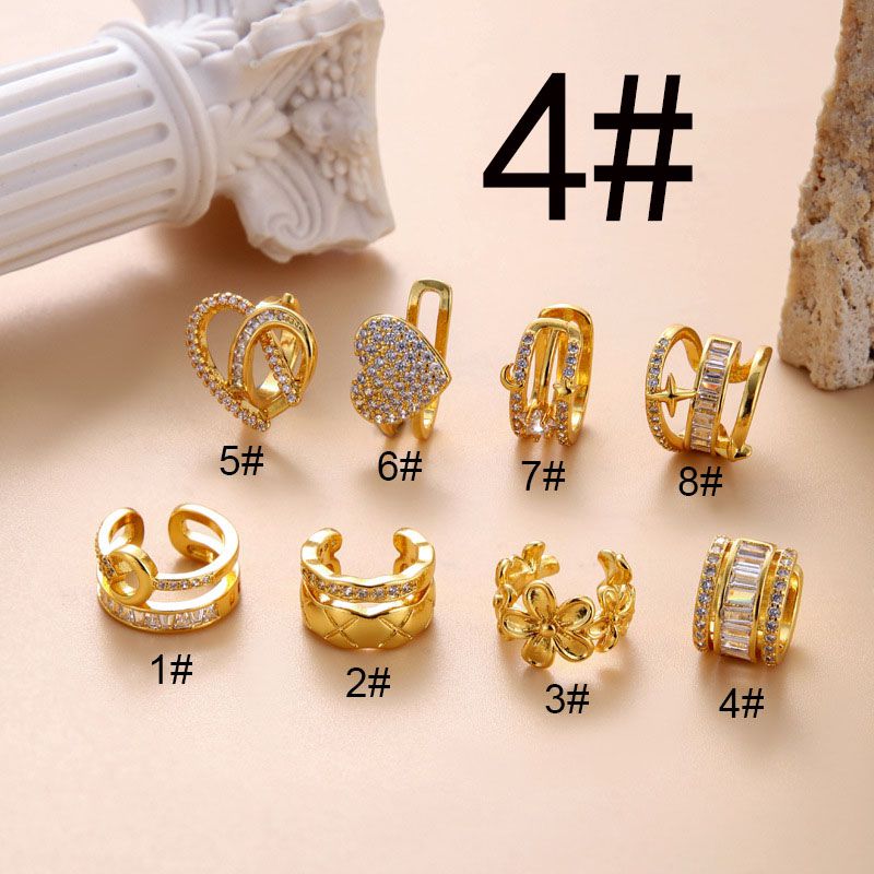 Fashion 4#gold Stainless Steel Zirconium Piercing Bone Clip