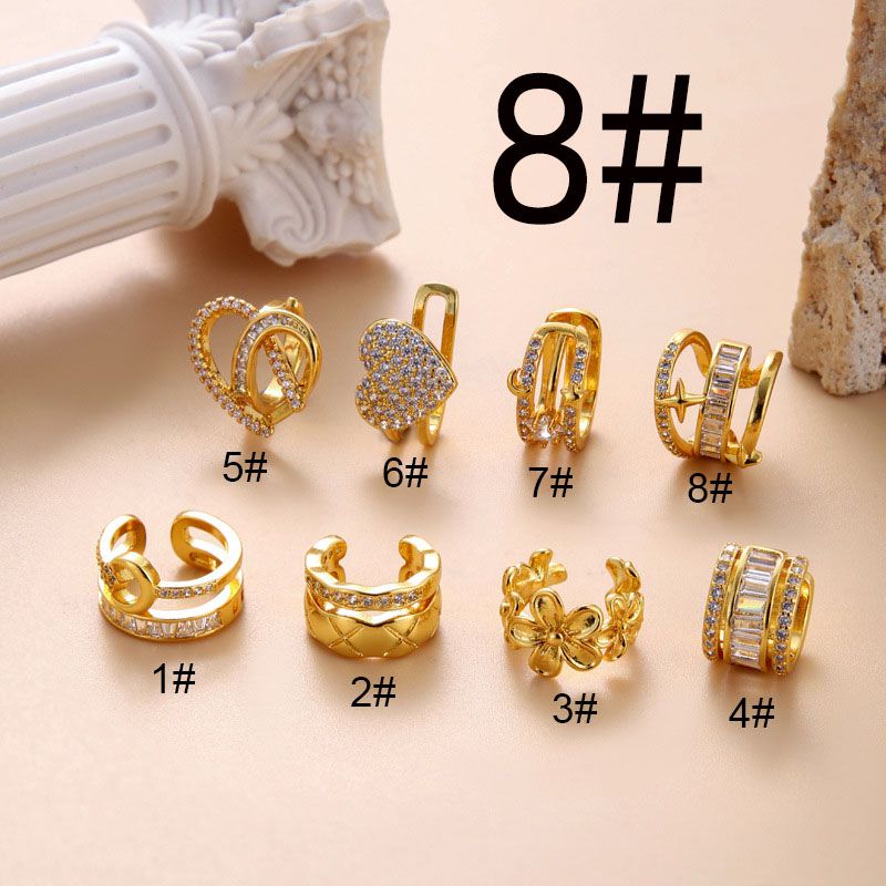 Fashion 8#gold Stainless Steel Zirconium Piercing Bone Clip