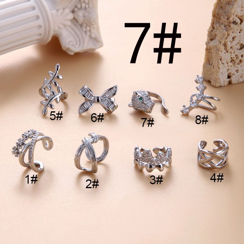 Fashion 7# Silver Stainless Steel Zirconium Piercing Bone Clip