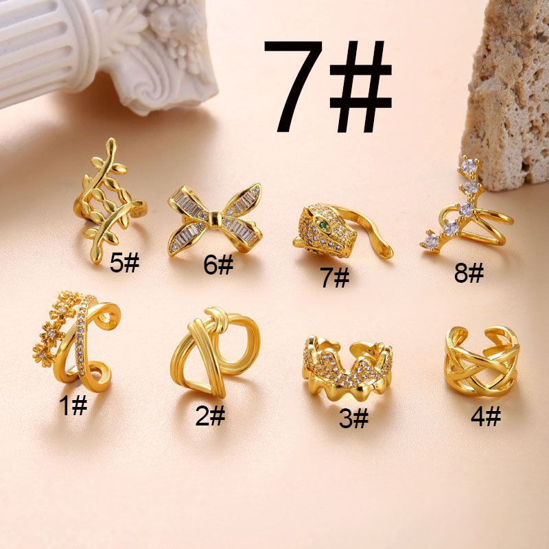 Fashion 7#gold Stainless Steel Zirconium Piercing Bone Clip