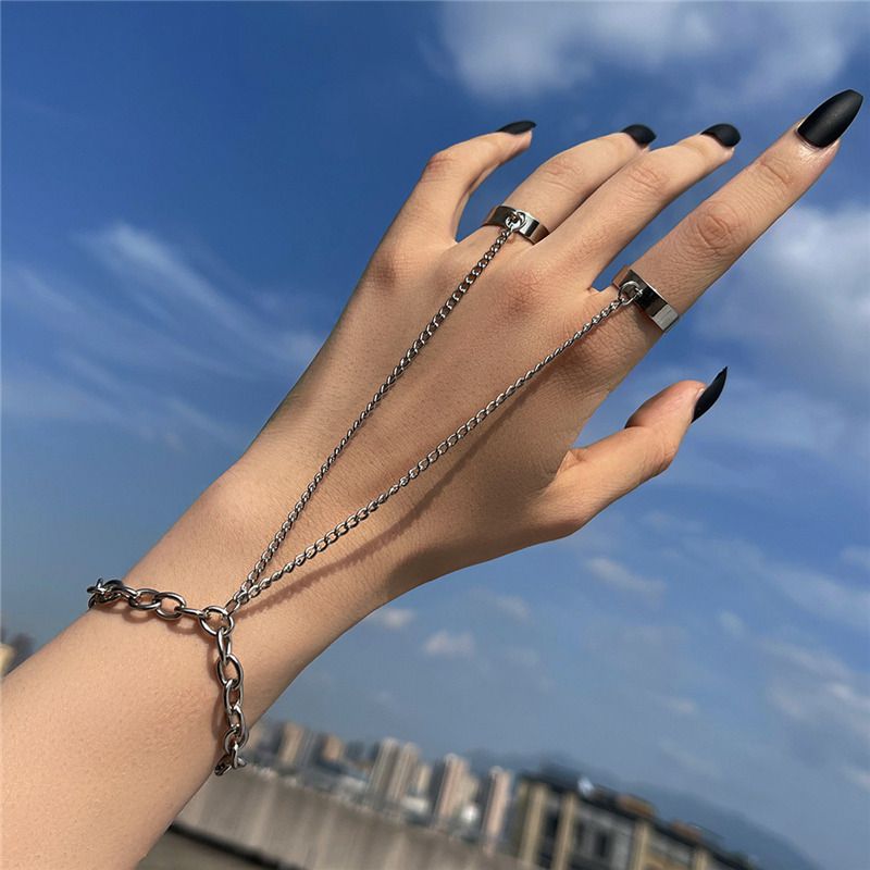 Fashion 2# Metal Geometric Chain Mittens Bracelet