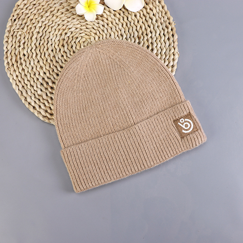 Fashion Camel Geometric Embroidered Knitted Beanie