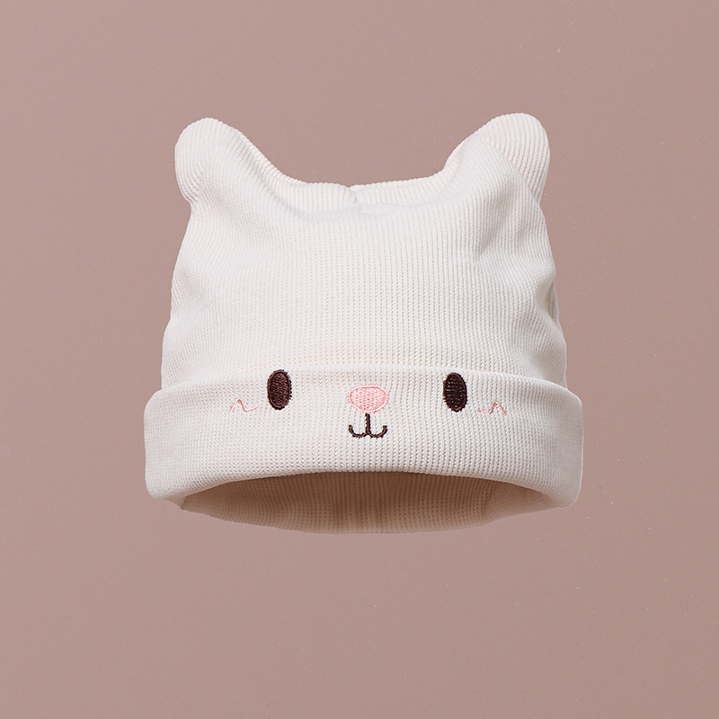 Fashion Milky White Knitted Embroidered Beanie